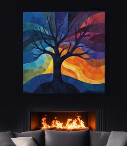 Obraz na plátně - Strom života Slunce za obzorem FeelHappy.cz Velikost obrazu: 40 x 40 cm