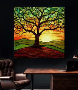 Obraz na plátně - Strom života Slunce v cípu FeelHappy.cz Velikost obrazu: 40 x 40 cm