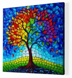 Obraz na plátně - Strom života Skleněná mozaika FeelHappy.cz Velikost obrazu: 60 x 60 cm