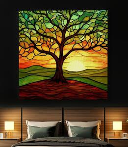 Obraz na plátně - Strom života Slunce v cípu FeelHappy.cz Velikost obrazu: 40 x 40 cm