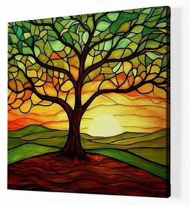 Obraz na plátně - Strom života Slunce v cípu FeelHappy.cz Velikost obrazu: 60 x 60 cm