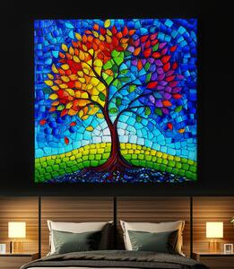 Obraz na plátně - Strom života Skleněná mozaika FeelHappy.cz Velikost obrazu: 40 x 40 cm