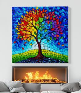 Obraz na plátně - Strom života Skleněná mozaika FeelHappy.cz Velikost obrazu: 40 x 40 cm