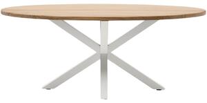 Dřevěný jídelní stůl Kave Home Argo 200 x 100 cm s bílou kovovou podnoží