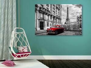Obraz červené retro auto v Paříži Varianta: 60x40