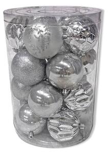 DECOLED Plastové koule, prům. 8 cm, 20x stříbrná