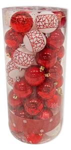 DECOLED Plastové ozdoby, prům. 6 cm, 50 ks, červená a bílá