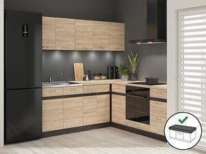 Rohová kuchyně BRW Junona Line 200 + 200 cm (wenge + dub sonoma + dub sonoma)
