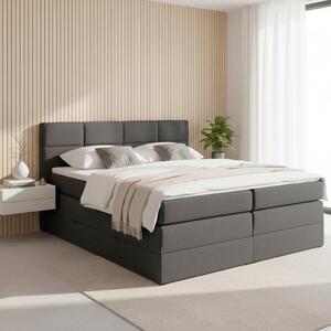 Čalouněná Boxspring postel Greta, tmavě šedá, 180x200