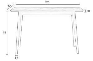 White Label Dubový toaletní stolek WLL FABIO 120 x 40 cm