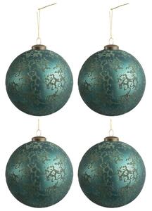 Set čtyř modrých skleněných vánočních ozdob J-Line Tique 28 cm