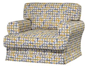 Potah na křeslo IKEA Ekeskog barva modrá látka pletený vzor, vzorované