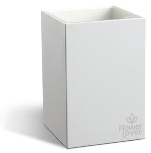 Samozavlažovací květináč Cubico 9x9x13,5 cm, bílý