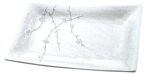 Made in Japan (MIJ) Obdélníkový talíř White Blossom 33 x 19 cm