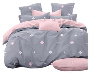 Bavlissimo 7-dílné povlečení surprise bavlna/mikrovlákno šedá růžová 140x200 na dvě postele