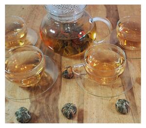 Velký set čajové konvice Noah + 4 ks šálků s podšálky + 8 ks kvetoucího čaje