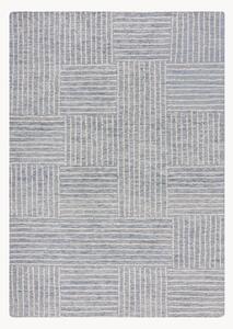 Ručně všívaný vlněný koberec's různou výškou povrchu Abstract Check