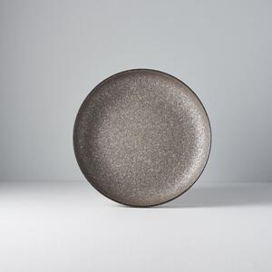 Made in Japan (MIJ) Mělký talíř s vysokým okrajem Earth Black 22 cm