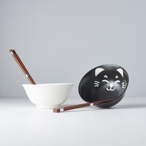 Set misek Cat Face Design s hůlkami 500 ml 2 ks MADE IN JAPAN
