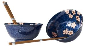 Made in Japan (MIJ) Set Misek Pink Sakura Navy Blue 2 x 400 ml s hůlkami