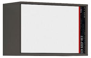 BRW závěsná skříňka Graphic II, SFW1DL/B, šedý wolfram/bílá/červená