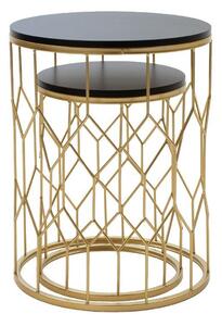 Konferenční stolek Golden - set 2 kusů (černá, zlatá)