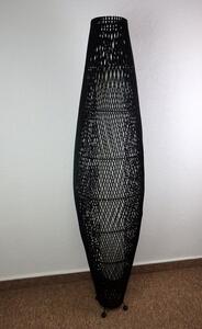Stojací lampa RATAN, černá, 150 cm, ruční práce