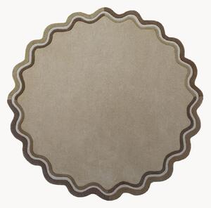 Kulatý ručně všívaný vlněný koberec's nízkým vlasem Leo Scallop Border