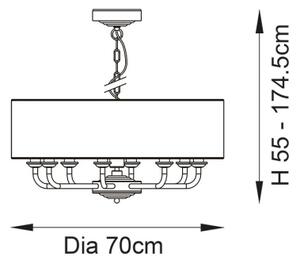 Endon 99152 - Lustr na řetězu HIGHCLERE 8xE14/40W/230V šedá/matný chrom