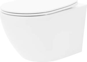 VBChome Závěsné keramické WC bez obrouček s poklopem WC sedátko z duroplastu WC bez obrouček s funkcí soft-close Splachovací klozet