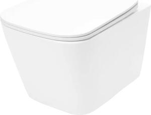 VBChome Závěsné keramické WC bez obrouček s poklopem WC sedátko z duroplastu WC bez obrouček s funkcí soft-close Splachovací klozet