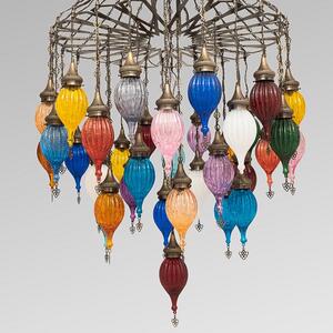 Krásy Orientu Skleněný lustr ve tvaru balónků - barevný - 37 kusů