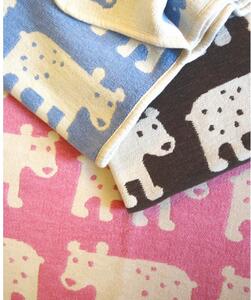 Bavlněná dětská deka chenille Bear pink 70x90, Klippan Švédsko Růžová