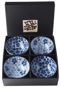 Made in Japan (MIJ) Set misek Blue Plum & Cherry Blossom Design 300 ml 4 ks