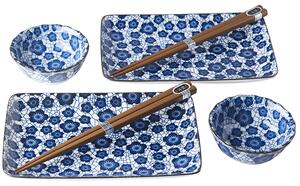 Made in Japan (MIJ) Sushi set Blue Plum Design 6 ks
