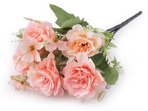 Umělá kytice růže - 3 meruňková
