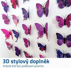 3D motýlci na zeď - fialová
