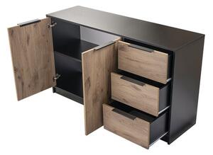 Komoda Pengasa 2D3S (černá + dub viking)