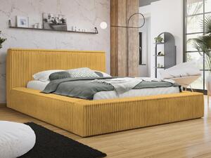 Manželská postel 140 cm Gretty S (hořčicová) (s roštem) (s úl. prostorem)