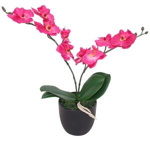 Umělá rostlina orchidej s květináčem 30 cm červená