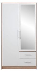 Šatní skříň SMART III 100 se zrcadlem dub sonoma + bílý lux