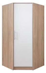 Šatní rohová skříň SMART IV dub sonoma + bílý lux