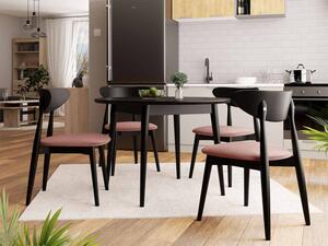 Kulatý stůl Vidariko FI 120 se 4 židlemi ST80 01, barva: natura, barva: černá, Potah: Magic Velvet 2225 Mirjan24 5903211161667