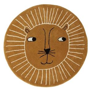 Hnědý dětský koberec s příměsí vlny ø95 cm Lion – OYOY Mini