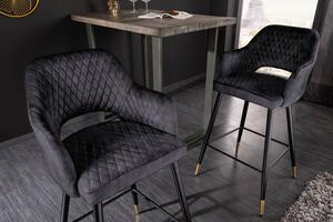 Designová barová židle Laney antracitový samet - Skladem
