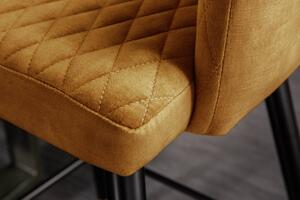 Designová barová židle Laney hořčicový samet