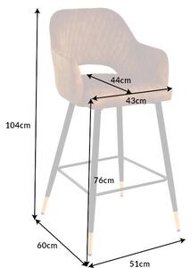 Designová barová židle Laney hořčicový samet