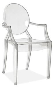 Židle LUIS transparentní, Sedák bez čalounění, Nohy: polykarbonát, plast, barva: transparentní, s područkami plast