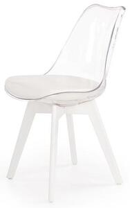 K245 židle čirá / bílá, Sedák s čalouněním, Nohy: polykarbonát, plast, barva: bílá, bez područek plast
