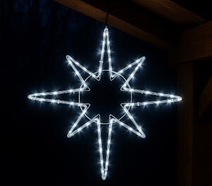 Vánoční LED dekorace, betlémská hvězda, studená bílá se záblesky, 71x60cm